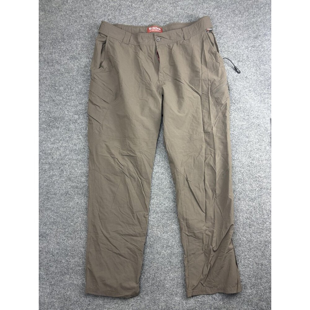 Simms Pants Mens 2XL 44x31 Brown Fishing Hiking Quick Dry Zip‎ Pockets